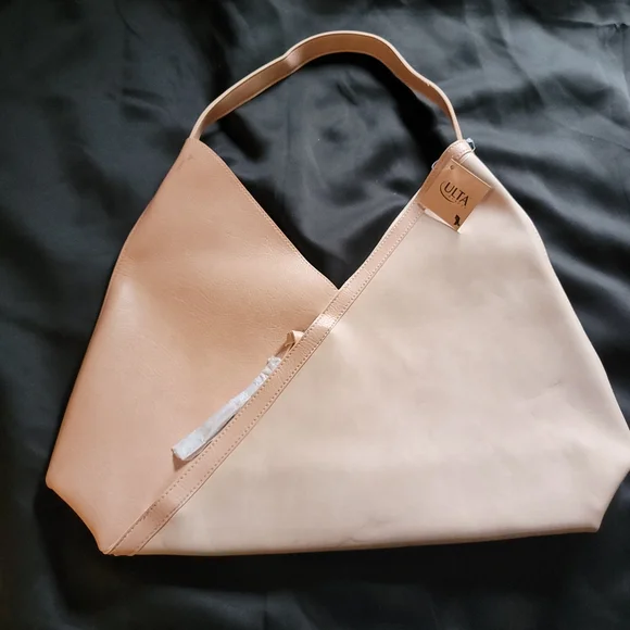 Ulta Beauty Blush Pink Asymmetrical Faux Leather Tote Shoulder Bag, Zip Pocket - Picture 3 of 5